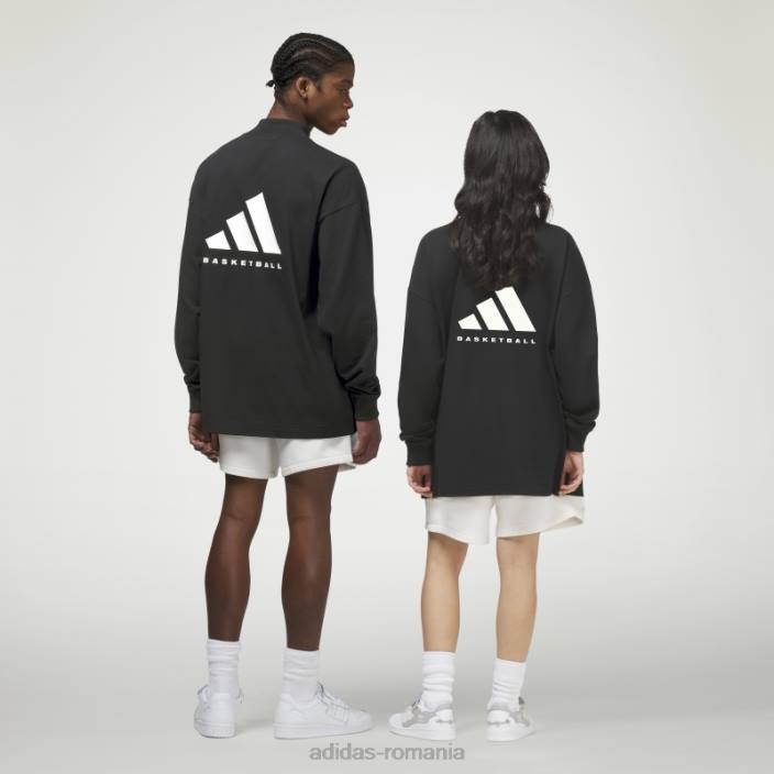 Adidas top negru de baschet cu mâneci lungi unisex negru 2JBN13100