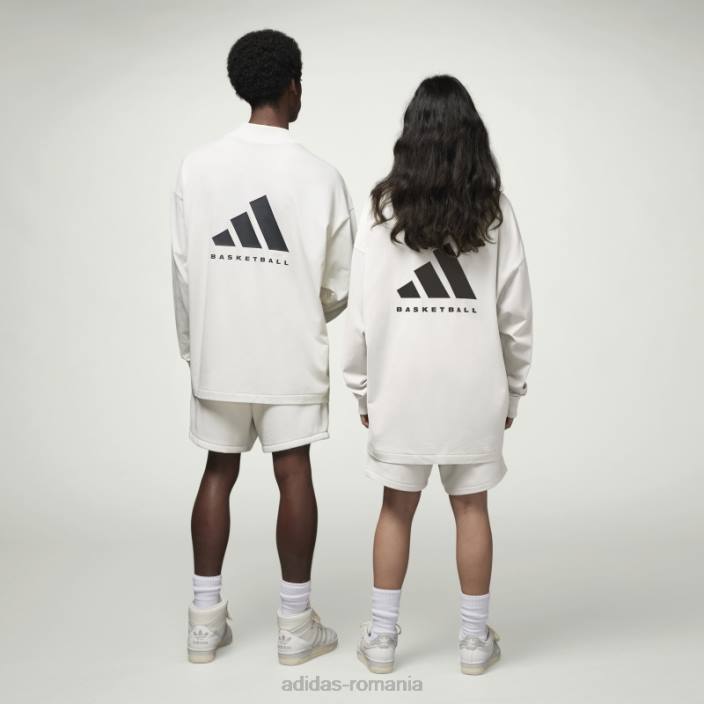 Adidas tricou cu mânecă lungă de baschet alb fashion unisex alb 2JBN4900