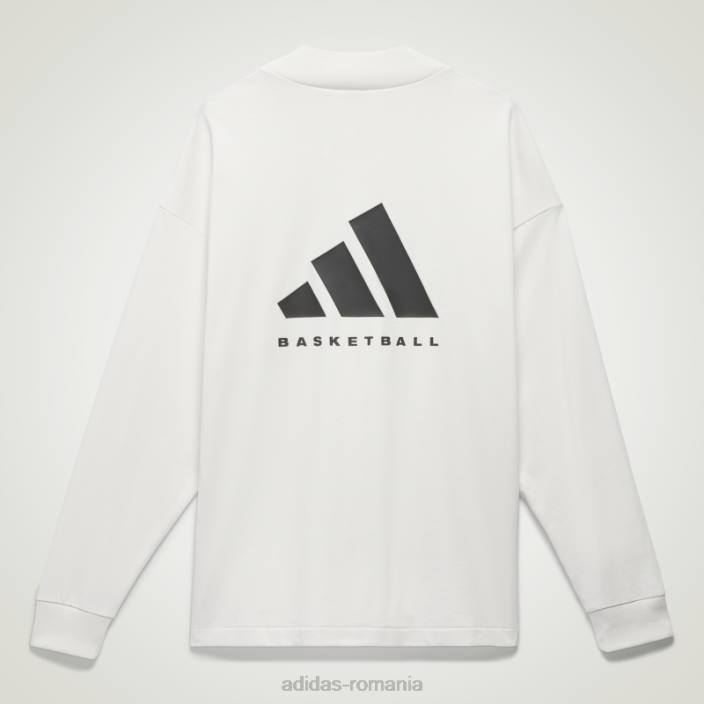 Adidas tricou cu mânecă lungă de baschet alb fashion unisex alb 2JBN4900