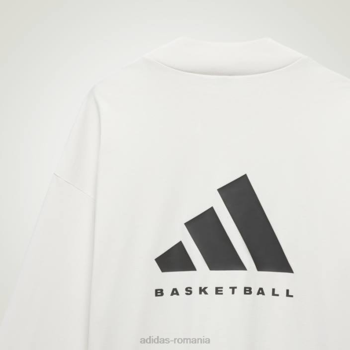 Adidas tricou cu mânecă lungă de baschet alb fashion unisex alb 2JBN4900