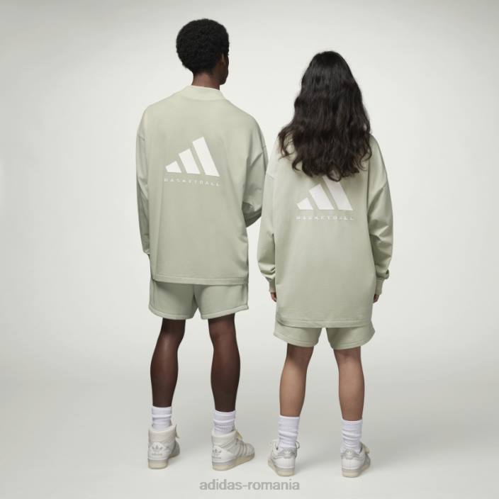 Adidas tricou cu mânecă lungă de baschet la modă verde unisex verde 2JBN5033