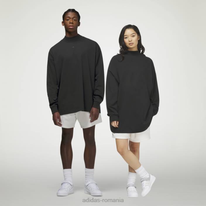 Adidas tricou negru cu mânecă lungă de baschet fierbinte unisex negru 2JBN4979
