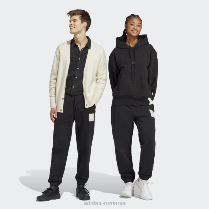 Adidas pantaloni de jogging lounge grei din țesătură franțuzească negri unisex negru 2JBN13459
