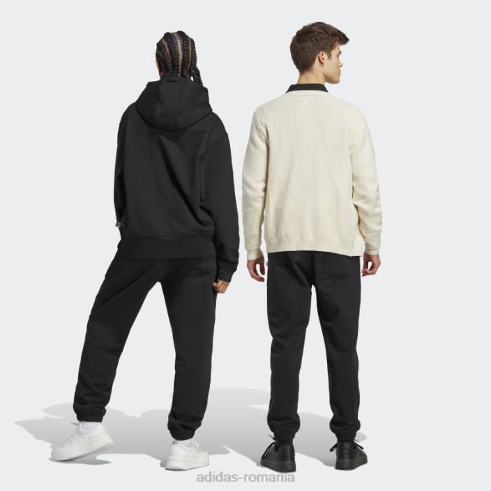 Adidas pantaloni de jogging lounge grei din țesătură franțuzească negri unisex negru 2JBN13459
