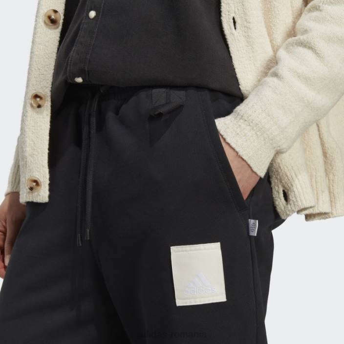 Adidas pantaloni de jogging lounge grei din țesătură franțuzească negri unisex negru 2JBN13459