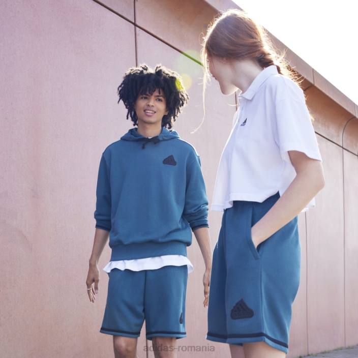 Adidas pantaloni scurți din țesătură franțuzească (gen neutru) viridian unisex viridiană 2JBN7195