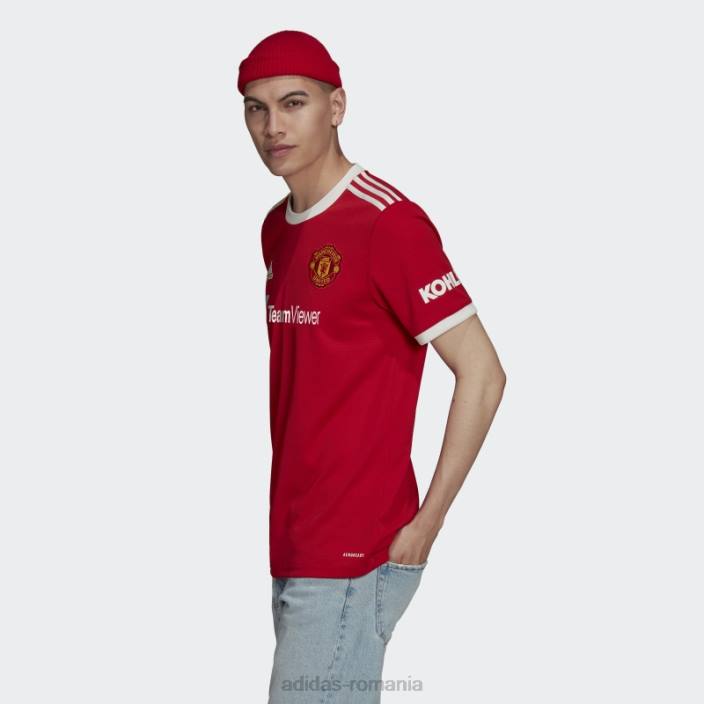 Adidas tricou acasă manchester united 21/22, roșu real unisex roșu adevărat 2JBN1226