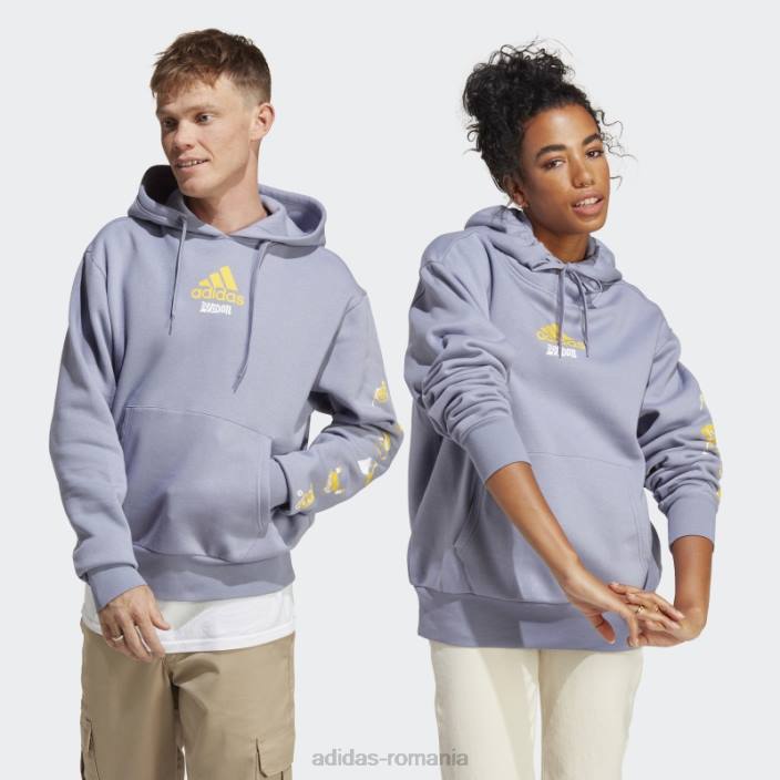 Adidas hanoraș cu glugă cu grafic violet argintiu adidas unisex violet argintiu 2JBN13911