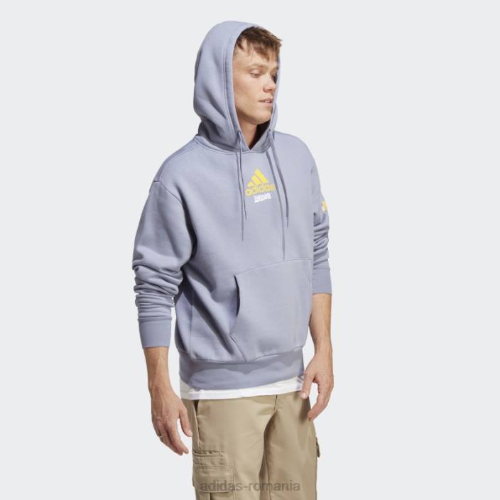 Adidas hanoraș cu glugă cu grafic violet argintiu adidas unisex violet argintiu 2JBN13911