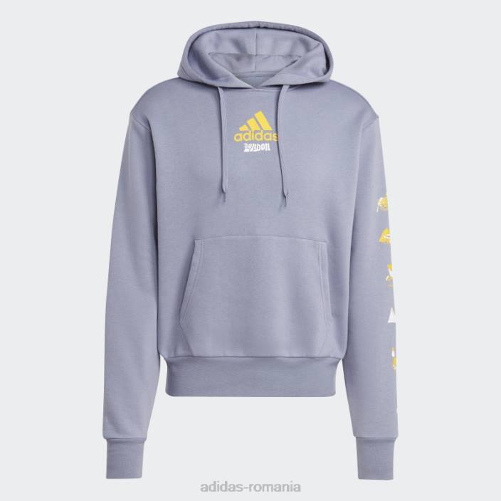 Adidas hanoraș cu glugă cu grafic violet argintiu adidas unisex violet argintiu 2JBN13911