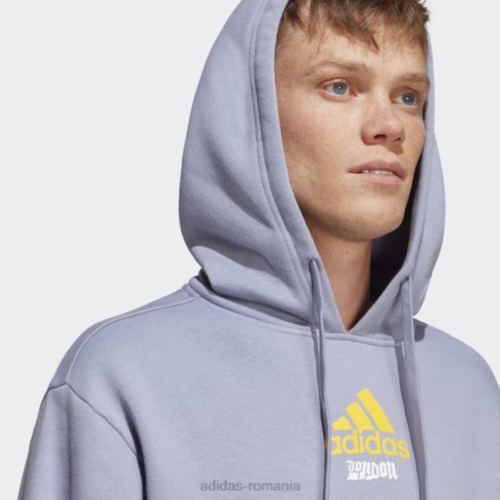 Adidas hanoraș cu glugă cu grafic violet argintiu adidas unisex violet argintiu 2JBN13911