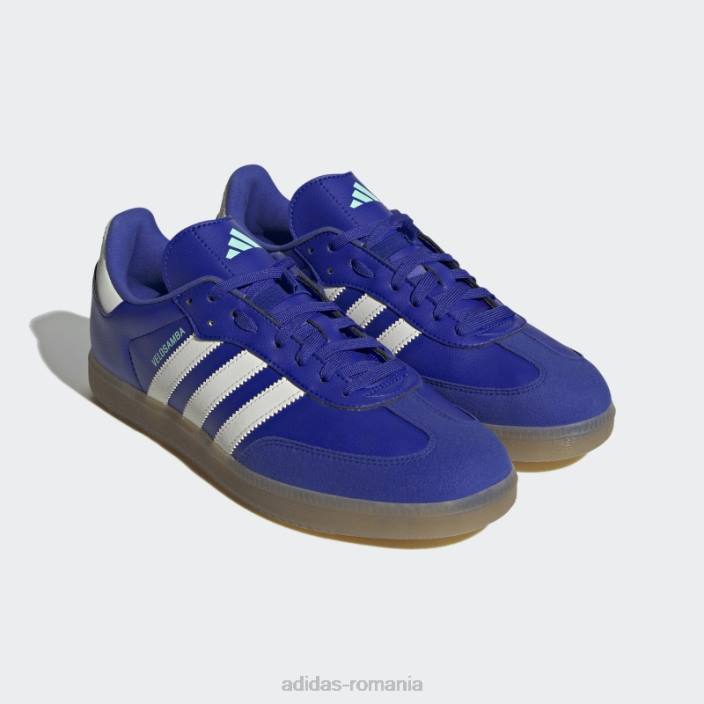 Adidas pantofii de ciclism vegani velosamba albaștri unisex albastru/alb/mentă 2JBN4051