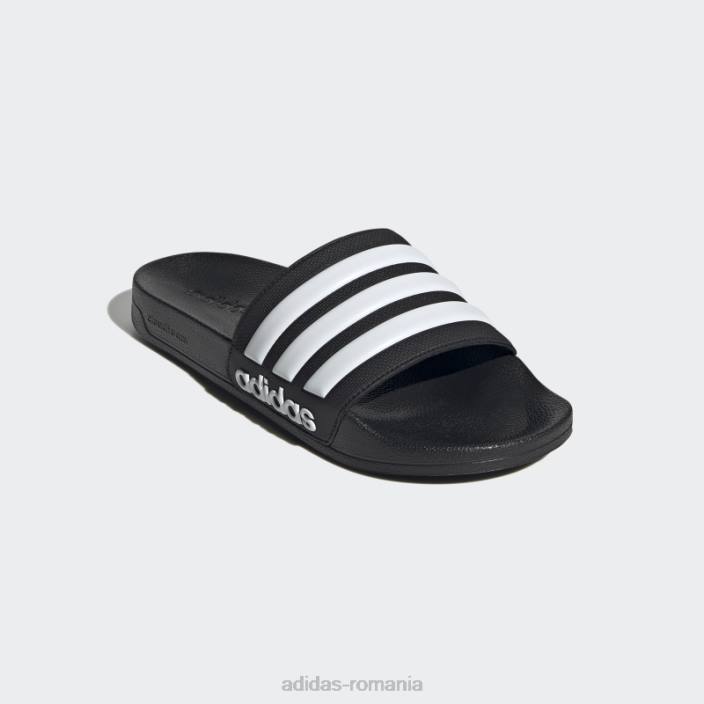 Adidas duș adilette tobogane albe unisex alb negru 2JBN82