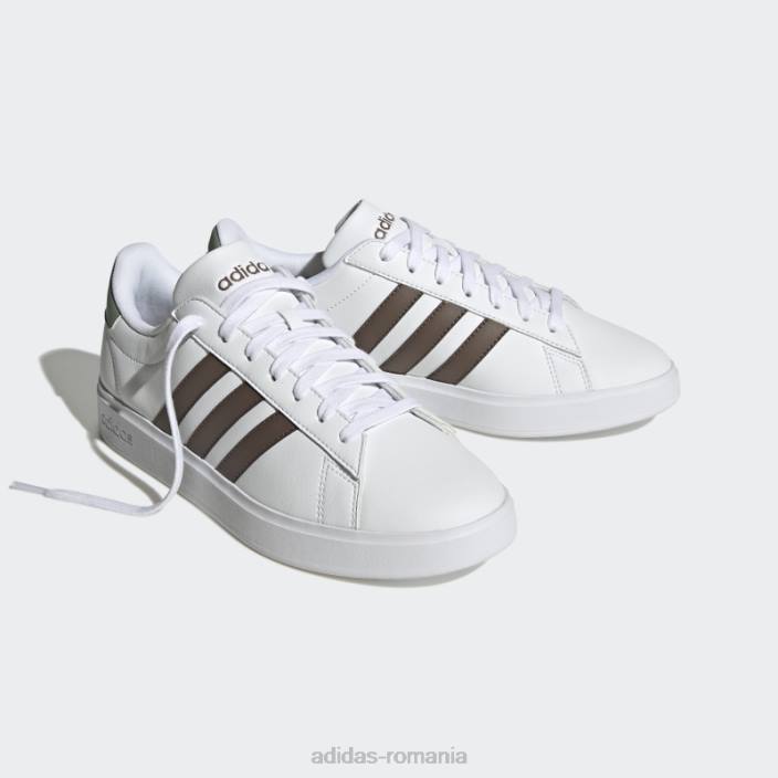 Adidas grand court cloudfoam pantofi confort pământ unisex alb/verde pământ/argintiu 2JBN12263