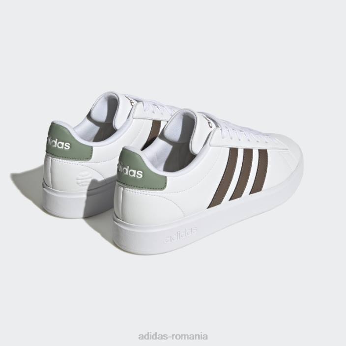Adidas grand court cloudfoam pantofi confort pământ unisex alb/verde pământ/argintiu 2JBN12263