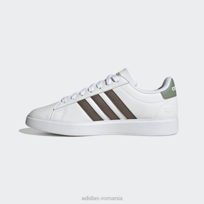 Adidas grand court cloudfoam pantofi confort pământ unisex alb/verde pământ/argintiu 2JBN12263