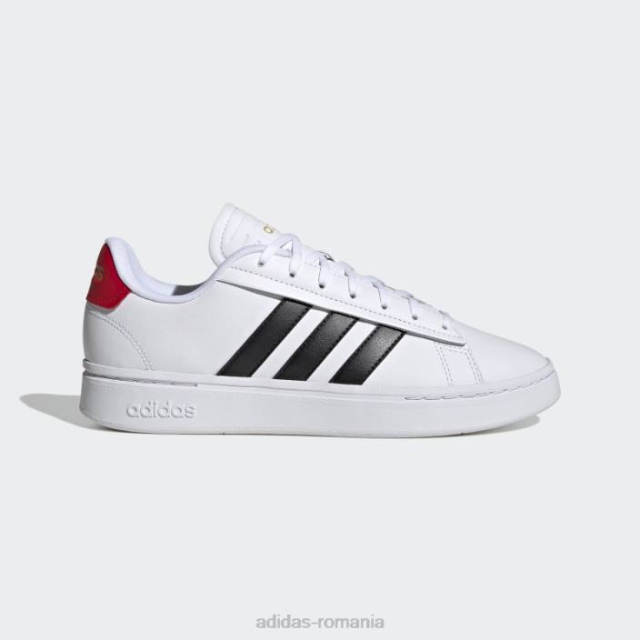 Adidas pantofi albi Grand Court alpha unisex alb/negru/stacojiu 2JBN12725