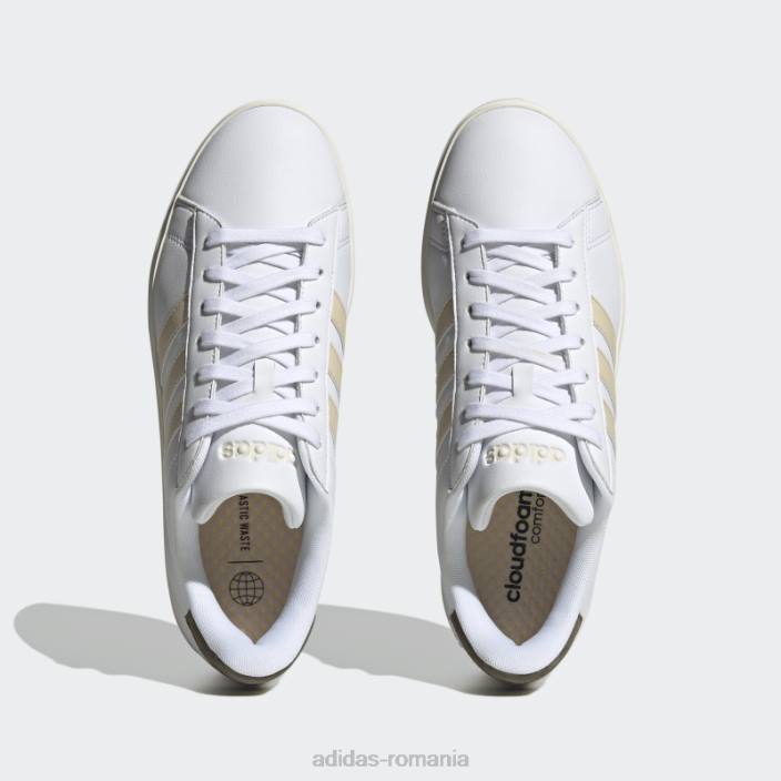 Adidas pantofi confort grand court cloudfoam alb adidas unisex alb/nisip/măslin 2JBN12390