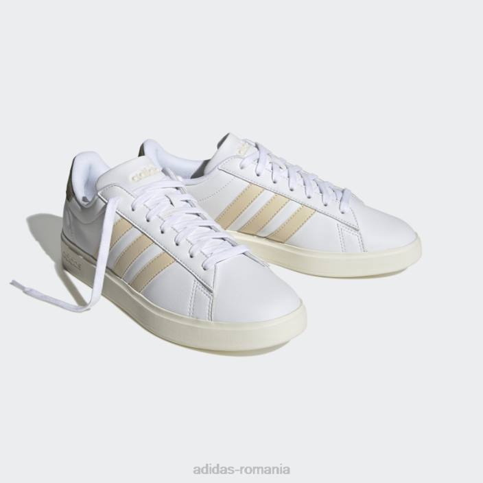 Adidas pantofi confort grand court cloudfoam alb adidas unisex alb/nisip/măslin 2JBN12390