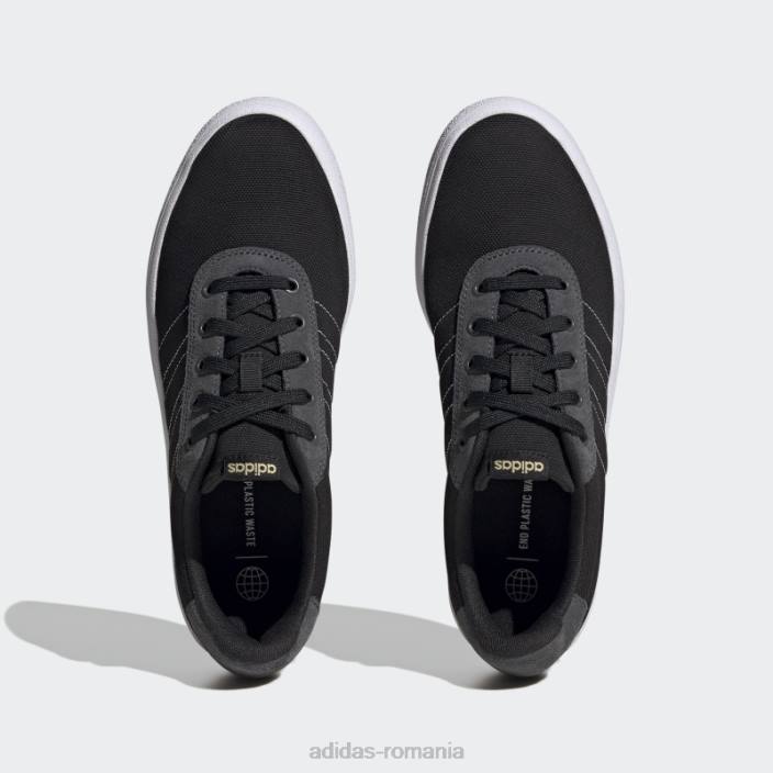 Adidas pantofi negri vulc raid3r cu 3 dungi unisex negru/alb/aur mat 2JBN12275