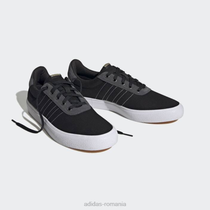 Adidas pantofi negri vulc raid3r cu 3 dungi unisex negru/alb/aur mat 2JBN12275