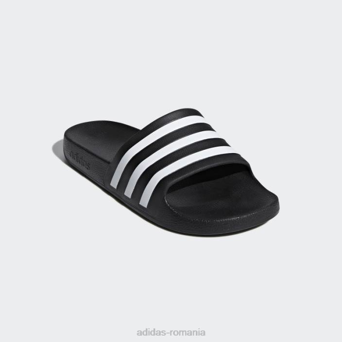 Adidas tobogane albe adilette aqua unisex alb negru 2JBN259