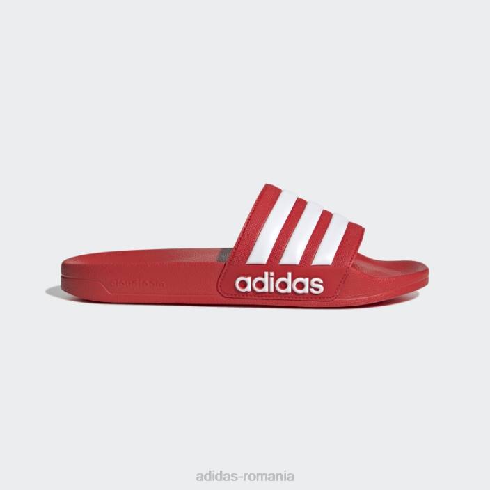 Adidas tobogane de duș adilette roșii unisex rosu alb 2JBN12406