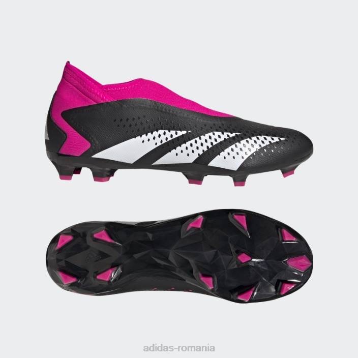 Adidas Predator roz aprins precizie.3 cizme fără șireturi pentru teren ferm unisex negru/alb/roz 2JBN12739