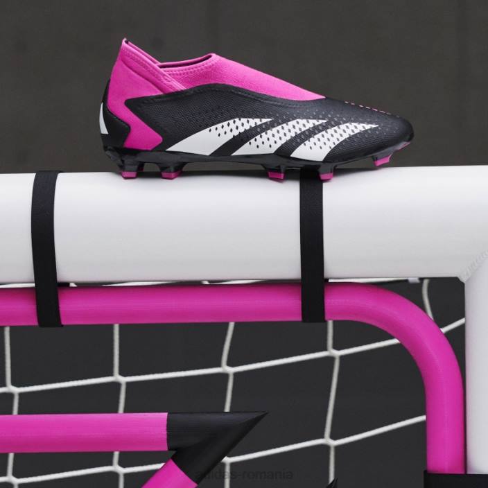 Adidas Predator roz aprins precizie.3 cizme fără șireturi pentru teren ferm unisex negru/alb/roz 2JBN12739