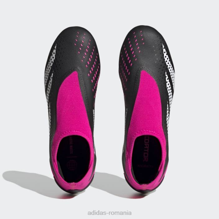 Adidas Predator roz aprins precizie.3 cizme fără șireturi pentru teren ferm unisex negru/alb/roz 2JBN12739