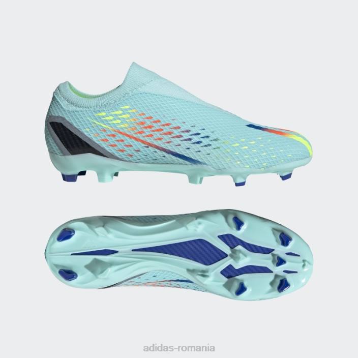 Adidas aqua x speedportal.3 cizme fără șireturi pentru teren ferm unisex aqua/albastru/galben 2JBN8807