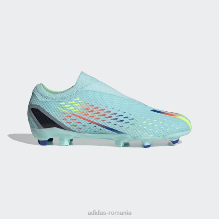 Adidas aqua x speedportal.3 cizme fără șireturi pentru teren ferm unisex aqua/albastru/galben 2JBN8807