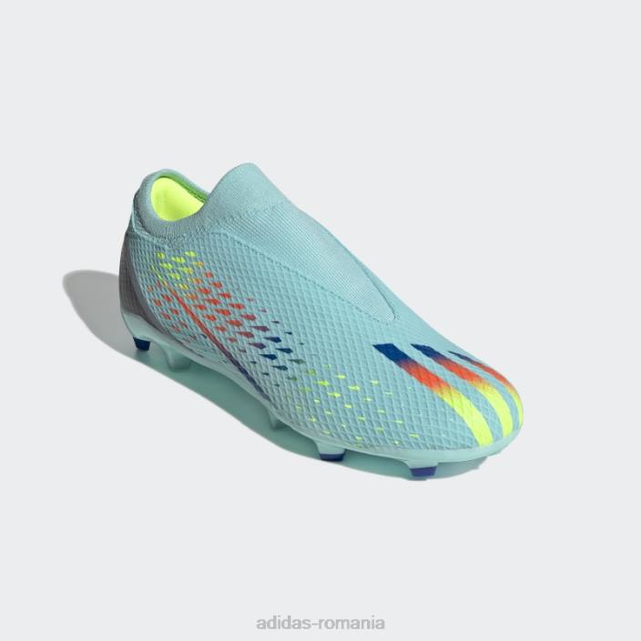 Adidas aqua x speedportal.3 cizme fără șireturi pentru teren ferm unisex aqua/albastru/galben 2JBN8807