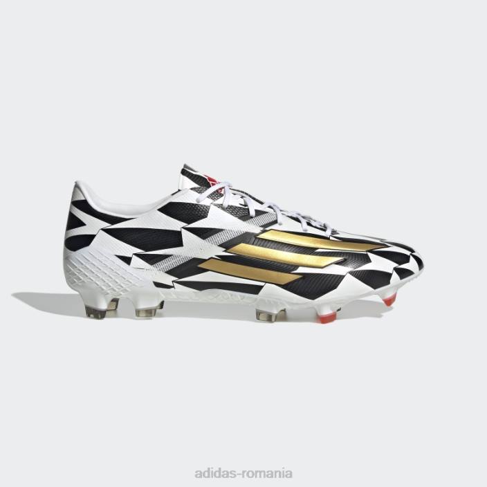 Adidas cizme albe f50 adizero iv teren ferm unisex alb/auriu metalic/stacojiu 2JBN406