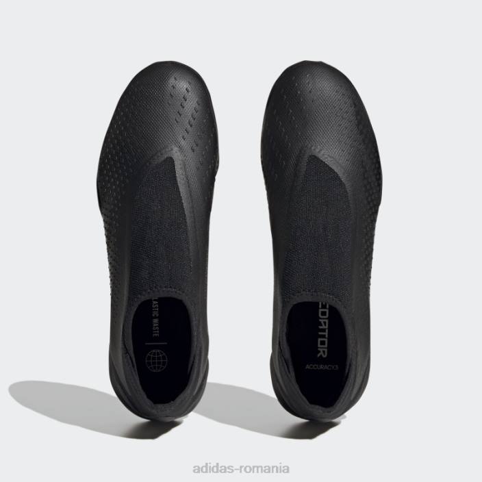 Adidas precizie prădător.3 cizme de gazon fără șireturi albe unisex alb negru 2JBN12233