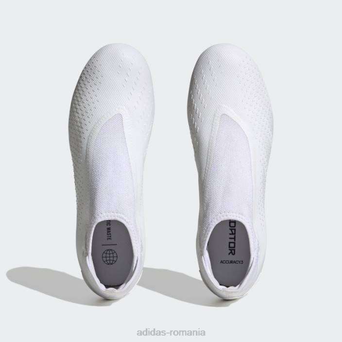 Adidas precizie prădător.3 cizme fără șireturi pentru teren ferm alb unisex alb negru 2JBN12212