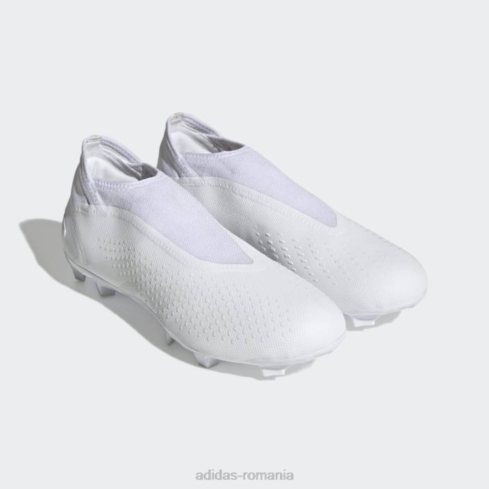 Adidas precizie prădător.3 cizme fără șireturi pentru teren ferm alb unisex alb negru 2JBN12212
