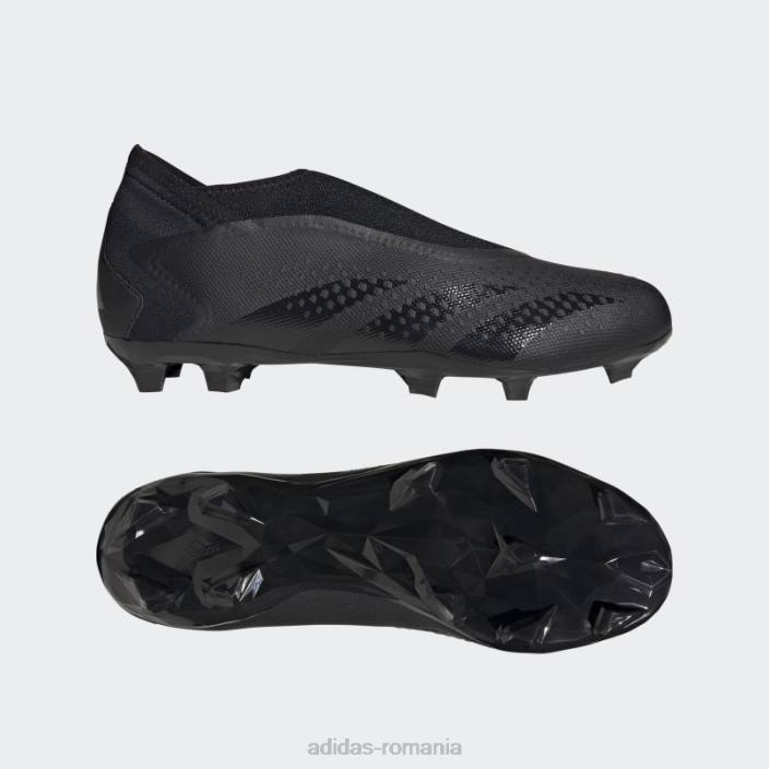 Adidas precizie prădător.3 crampoane fără șireturi pentru teren ferm negru unisex alb negru 2JBN4676