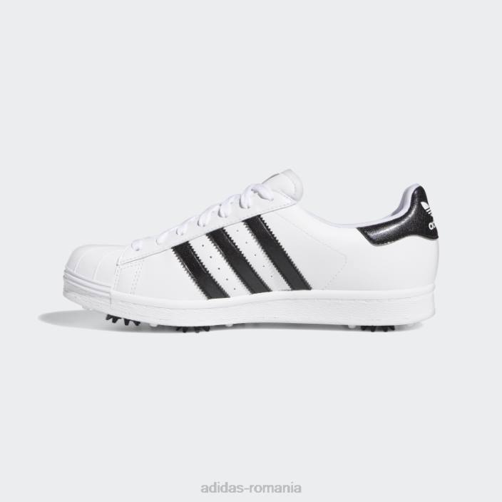Adidas pantofi albi cu vârfuri de golf superstar unisex alb/negru/auriu metalic 2JBN12833