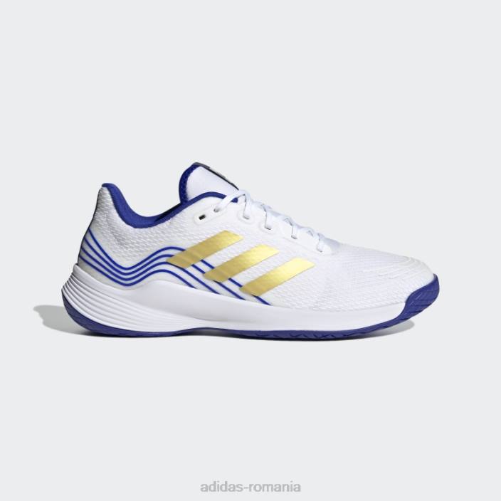 Adidas pantofi de volei novaflight albi unisex alb/aur mat/albastru 2JBN13045