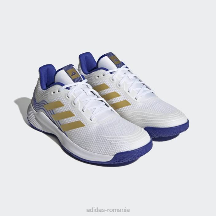 Adidas pantofi de volei novaflight albi unisex alb/aur mat/albastru 2JBN13045